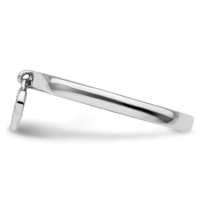 Buy Stylish Sterling Silver Stackable Heart Dangle Ring with Diamonds-3