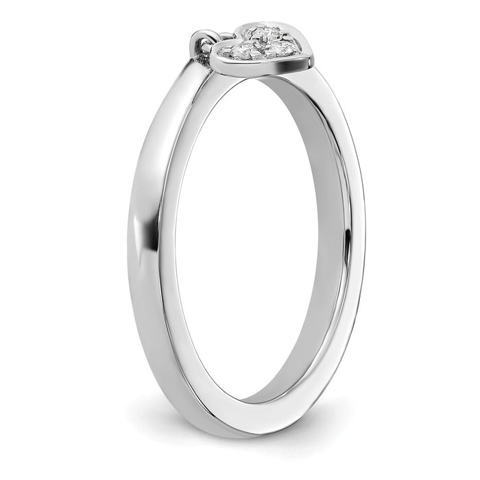 Shop Stylish Sterling Silver Heart Dangle Diamond Stackable Ring - 14K Gold Accents-6