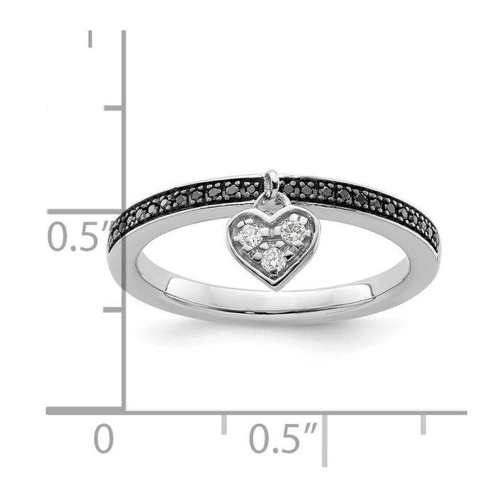 Buy Exclusive Sterling Silver Heart Stackable Ring with Black & White Diamonds-5