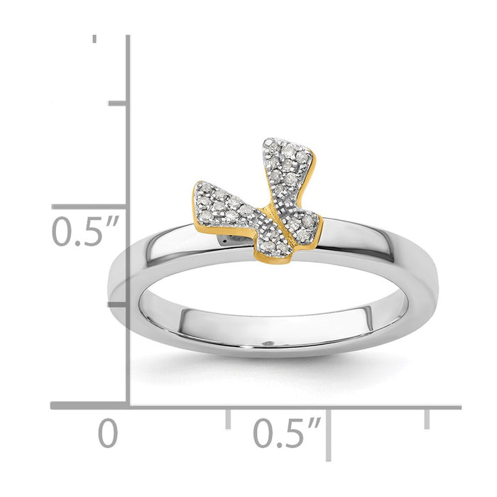 Exclusive Gold-Plated Butterfly Diamond Ring - Stylish Stackable Silver Design-5