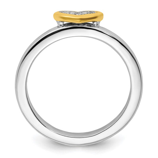 Shop Stylish Gold-Plated Heart Ring with Diamond - Stackable .85mm Silver