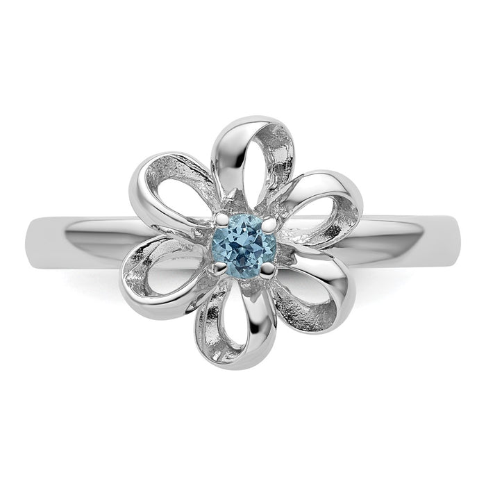 Shop Stylish Polished Blue Topaz Flower Ring - 14K Gold, Sterling Silver - Clearance!-4