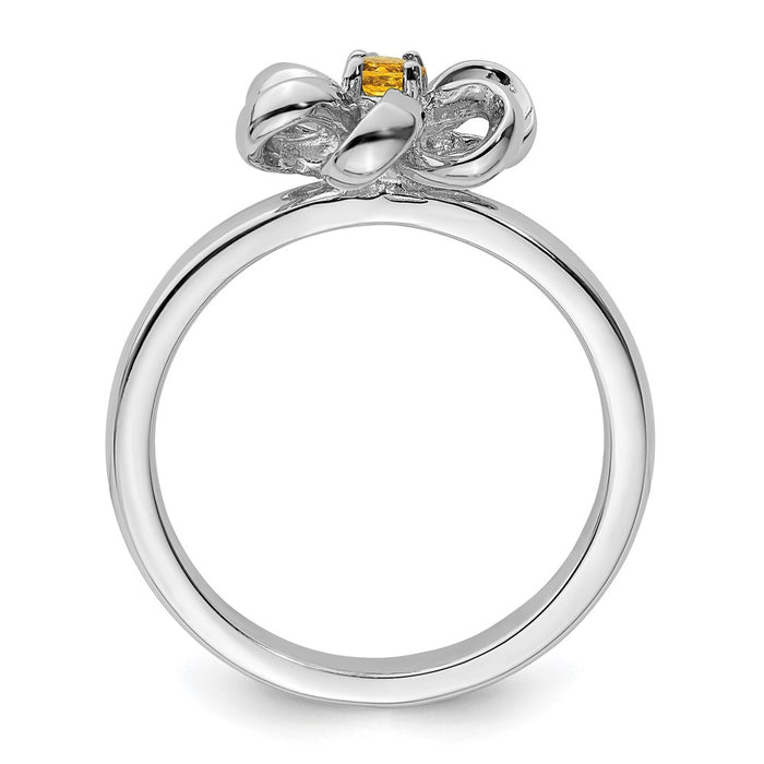 Buy Stylish Polished Citrine Flower Ring in Sterling Silver - 14K Luxury Value-2