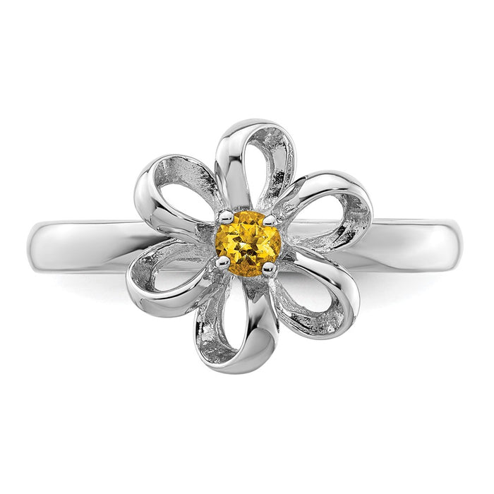 Shop Stylish Polished Citrine Flower Ring in Sterling Silver - 14K Luxury Value-4