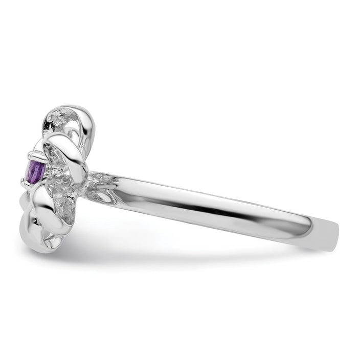 Exclusive Polished Amethyst Flower Ring in Sterling Silver - Stylish Stackable Expressions-3