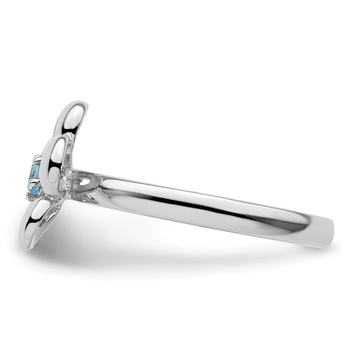 Buy Designer Polished Blue Topaz Flower Ring in Sterling Silver - Stylish Value!-3