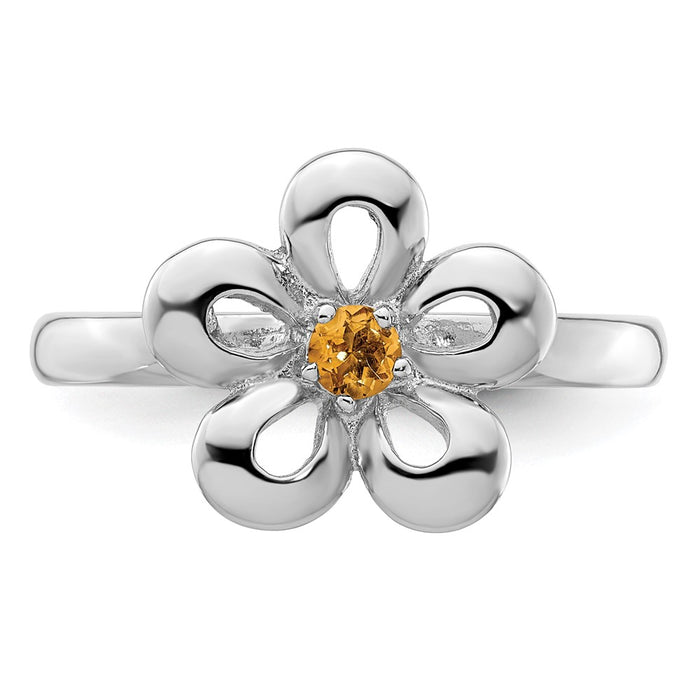 Buy Exclusive Polished Citrine Flower Ring - 14K Gold in Silver, Stylish Value!-4