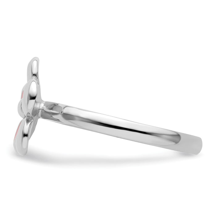 Shop Stylish Polished Pink Enameled Flower Ring - Sterling Silver, Stackable-3