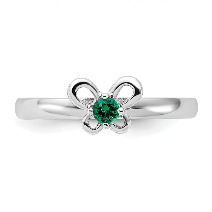 Exclusive Sterling Silver Stackable Expressions Emerald Ring - Stylish & Affordable-4