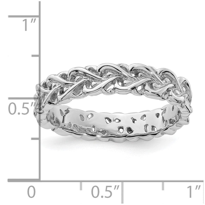 Shop Stylish Polished Intertwined Heart Ring in Sterling Silver - Affordable Stackable Expressions-4