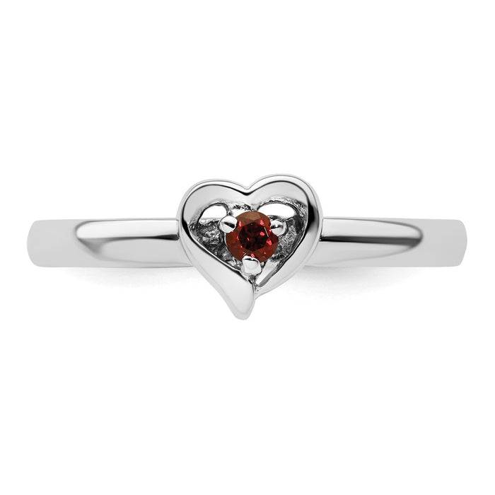 Exclusive Sterling Silver Garnet Heart Stackable Ring - Stylish & Affordable-4