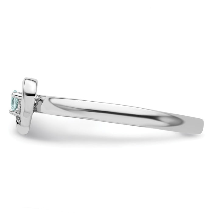 Exclusive Aquamarine Heart Ring in Stackable Sterling Silver - Stylish Value!-3