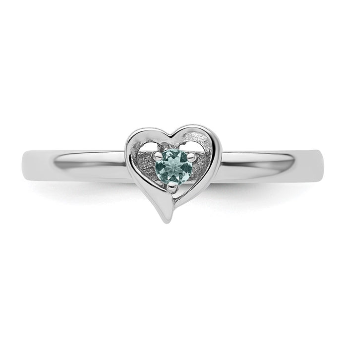 Exclusive Aquamarine Heart Ring in Stackable Sterling Silver Design-4