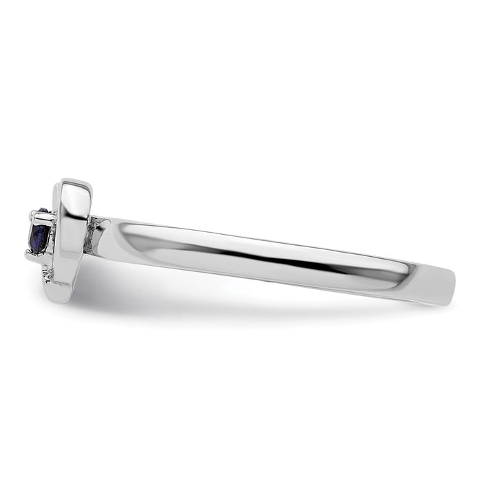 Shop Stylish Sterling Silver Stackable Heart Ring with Created Sapphire Accents-3