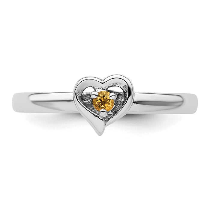 Exclusive Citrine Heart Stackable Ring in Sterling Silver - Stylish & Affordable!-4