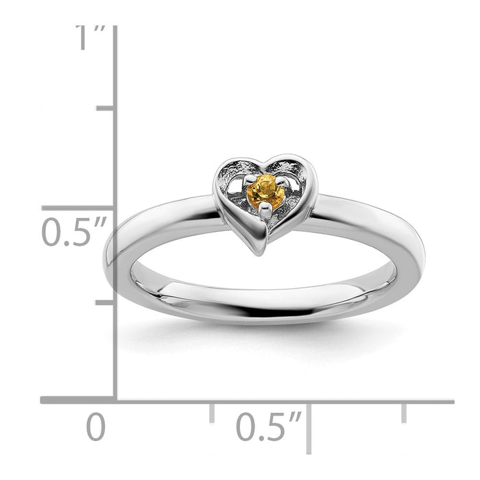 Exclusive Citrine Heart Stackable Ring in Sterling Silver - Stylish & Affordable!-5