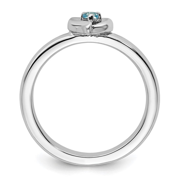 Shop Stylish Sterling Silver Stackable Heart Ring with Blue Topaz Accent-2