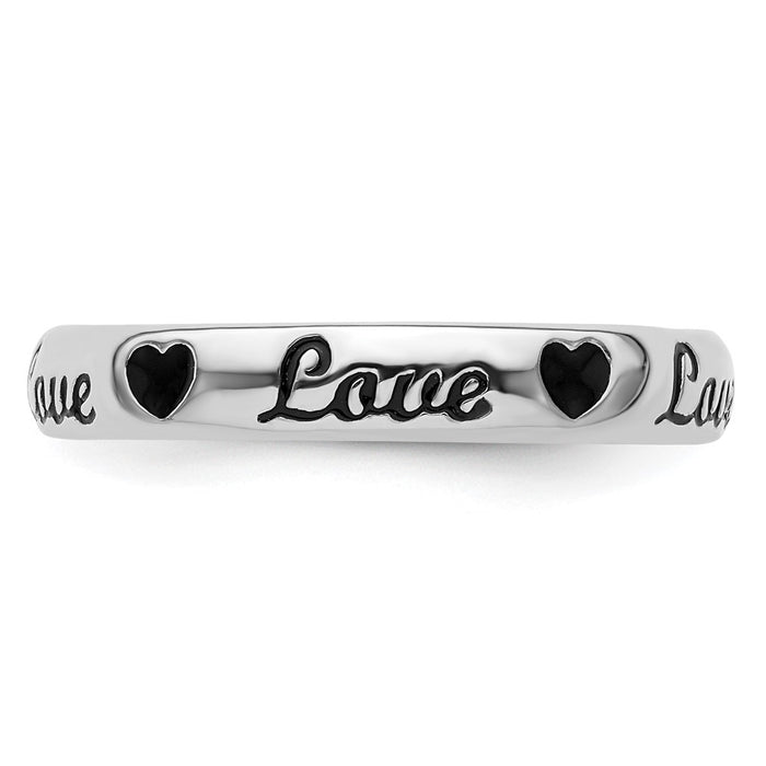 Shop Stylish Sterling Silver Stackable Love Ring with Black Enamel Accent-4