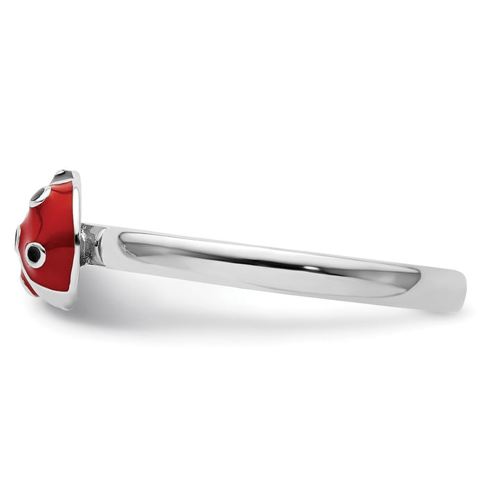 Buy Stylish Sterling Silver Stackable Ladybug Ring - Enamel Accents, Affordable-3