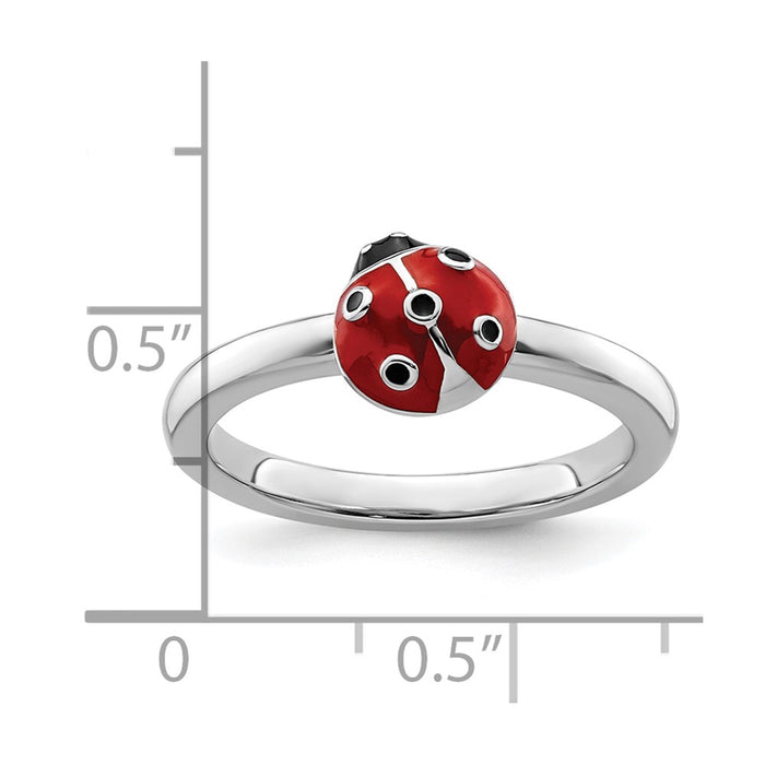 Buy High-Quality Sterling Silver Stackable Ladybug Ring - Stylish Enamel Accents-5