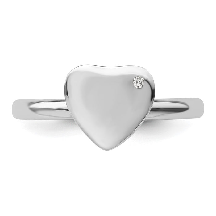 Shop Stylish Rhodium-Plated Heart Diamond Ring - 14K Silver, Stackable Design-4