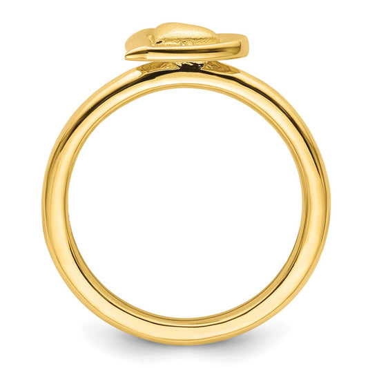 High-Quality Gold-Plated Heart Ring in Sterling Silver - Stylish Stackable Expressions