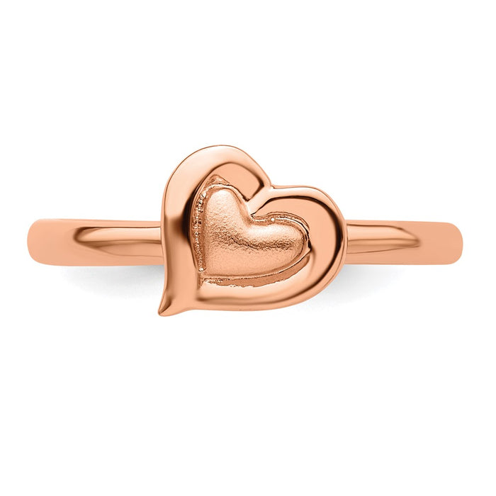 Shop Stylish Pink-Plated Heart Ring in Sterling Silver - 14K Gold Finish-4