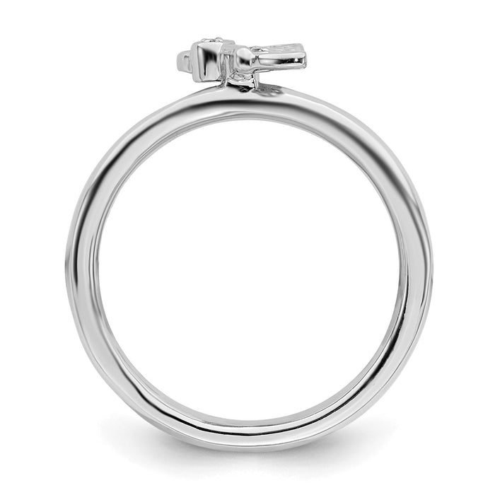 Buy Stylish Rhodium-Plated Sterling Silver Butterfly Ring - Diamond Accents-2