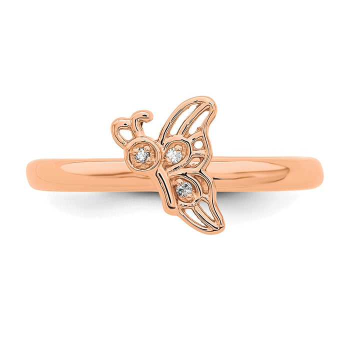 Shop Exclusive Rose Gold-Plated Butterfly Ring with Diamond - Stylish & Affordable-4