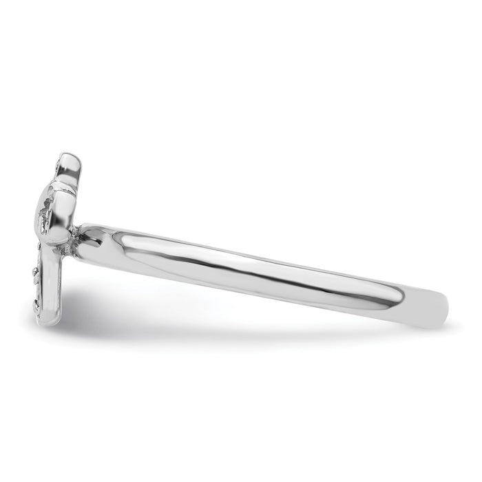 Exclusive Rhodium-Plated Sterling Silver Aquamarine Cross Ring - Stylish Stackable Design-3