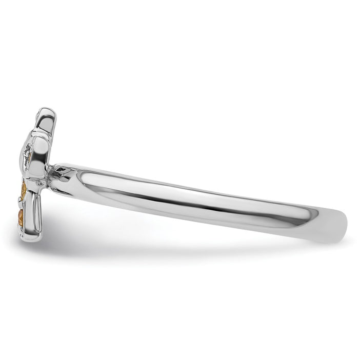 Shop Exclusive Rhodium-Plated Sterling Silver Citrine Cross Ring - Stylish & Affordable-3