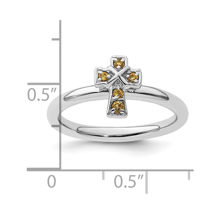Shop Exclusive Rhodium-Plated Sterling Silver Citrine Cross Ring - Stylish & Affordable-5