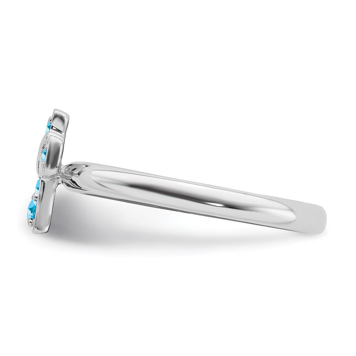Shop Stylish Rhodium-Plated Sterling Silver Cross Ring with Blue Topaz, 10mm-3