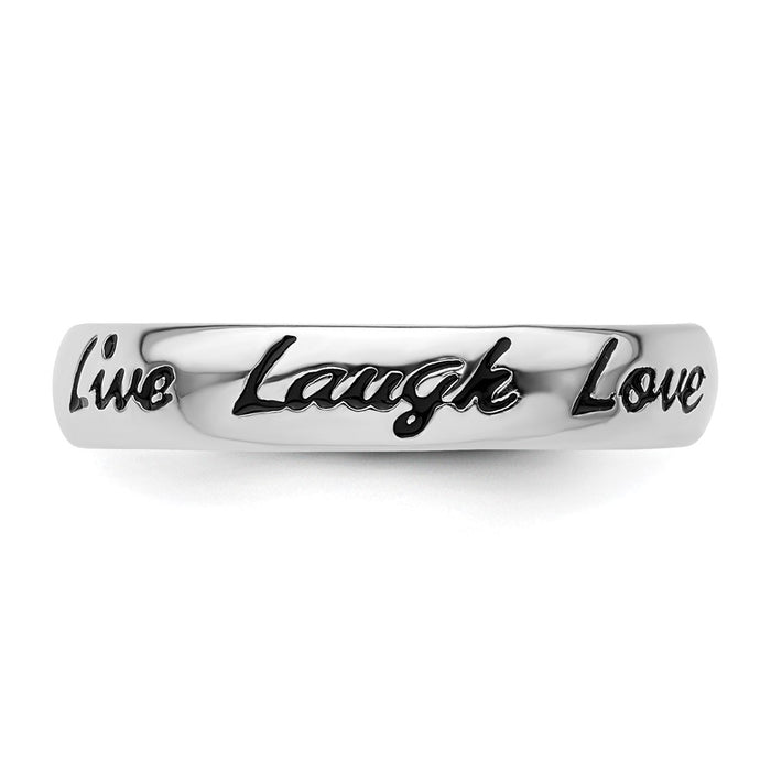 Shop Stylish Sterling Silver Enamel Stackable Ring - Live Laugh Love Design-3