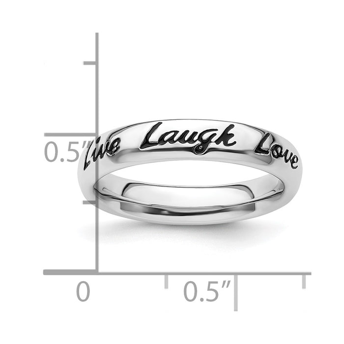 Shop Stylish Sterling Silver Enamel Stackable Ring - Live Laugh Love Design-4