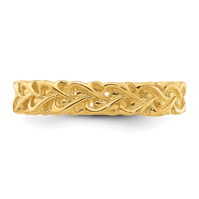 Exclusive Gold-Plated Carved Band in Sterling Silver - Stylish Stackable Expressions-3