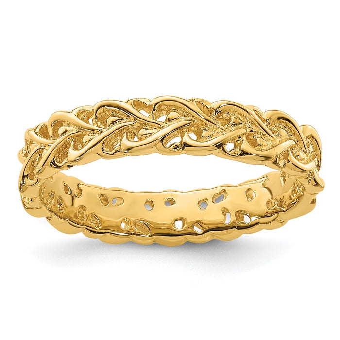 Exclusive Gold-Plated Carved Band in Sterling Silver - Stylish Stackable Expressions-1