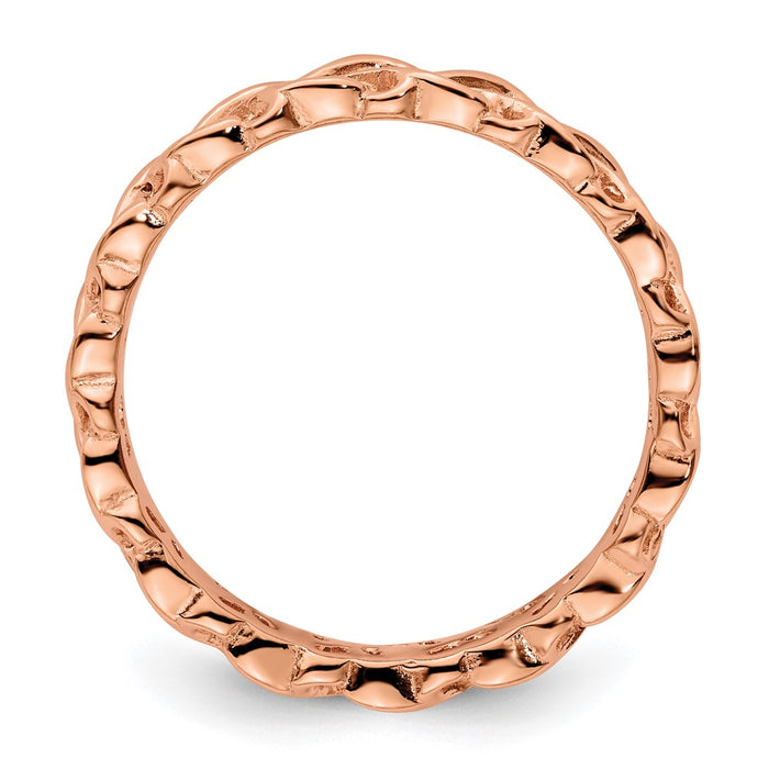 High-Quality Pink-Plated Carved Sterling Silver Stackable Ring | Stylish Value-2