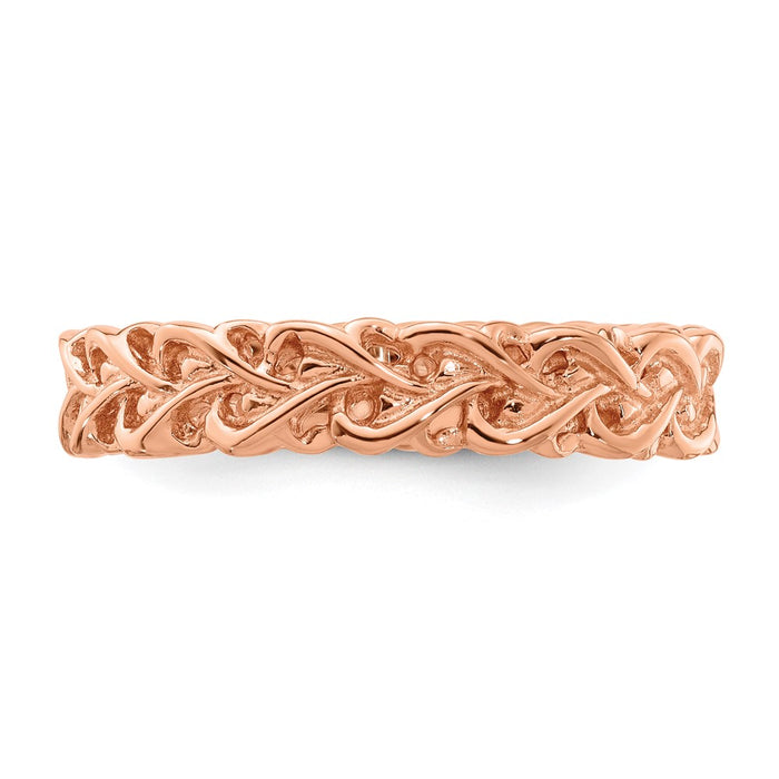 High-Quality Pink-Plated Carved Sterling Silver Stackable Ring | Stylish Value-3