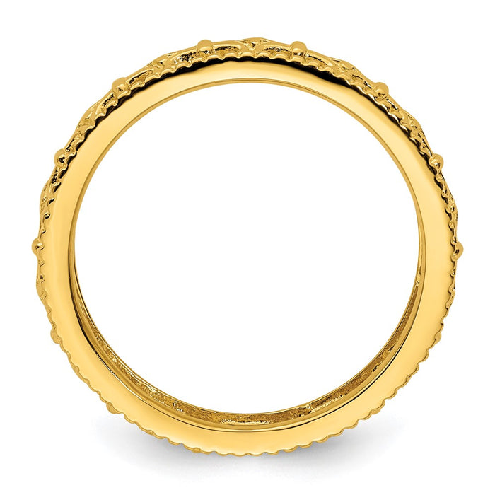 Buy Stylish Gold-Plated Carved Band in Sterling Silver - Stackable Expressions-2