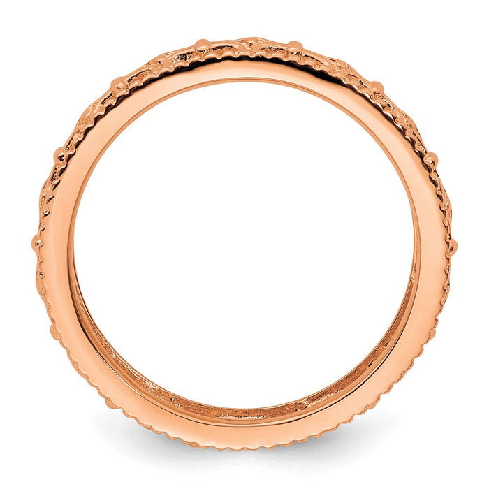 Exclusive Pink-Plated Carved Band in Sterling Silver - Affordable Stackable Style-2