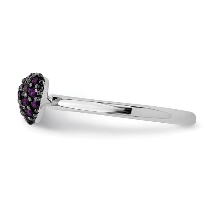 High-Quality Sterling Silver Heart Ring with Amethyst - Affordable Luxury Design-3