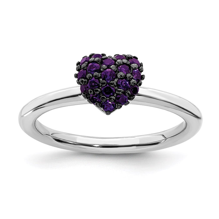 High-Quality Sterling Silver Heart Ring with Amethyst - Affordable Luxury Design-1