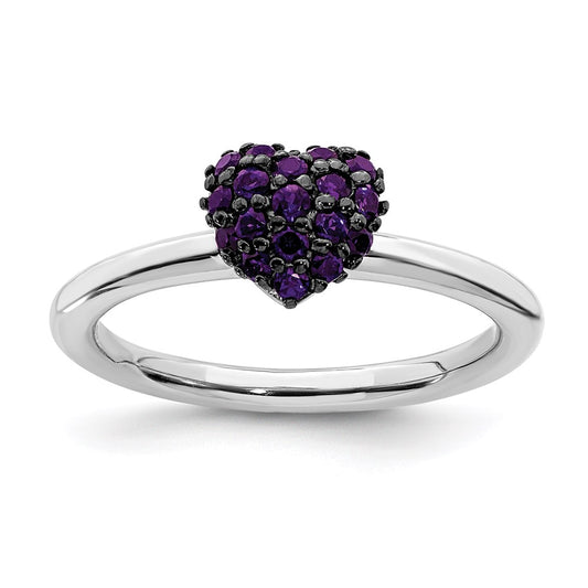 Shop Stylish Sterling Silver Heart Ring with Amethyst - 14K Gold Accent