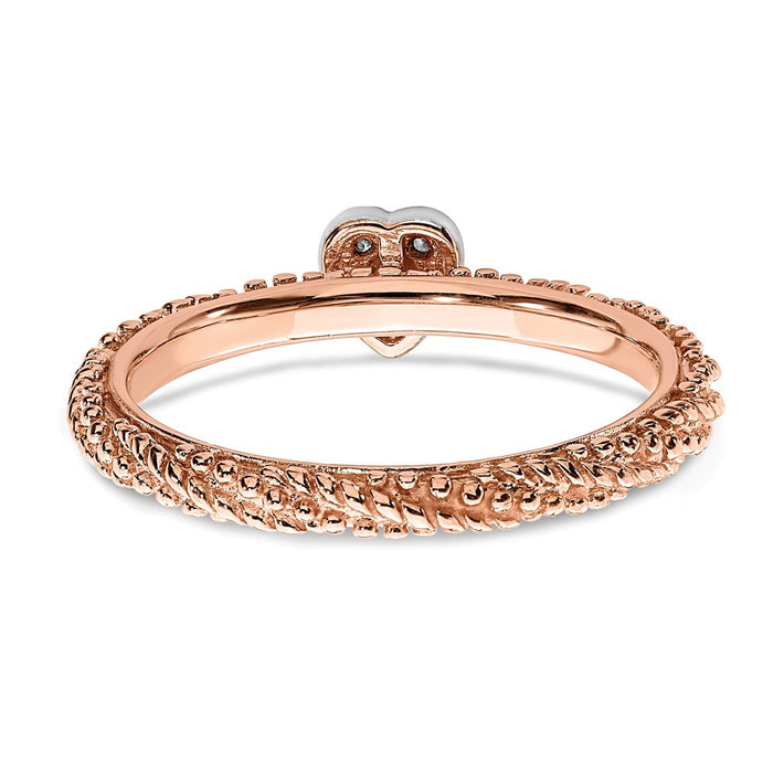Shop Stylish Rose Gold Plated Heart Ring, .85mm Sterling Silver & Diamonds-5