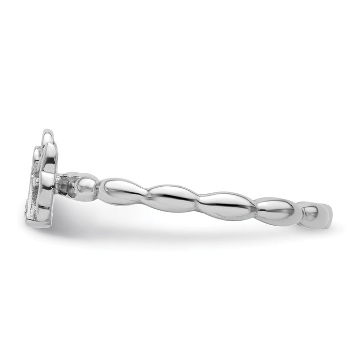 Shop Stylish Polished Sterling Silver Stackable Angel Ring with Diamond Halo-3