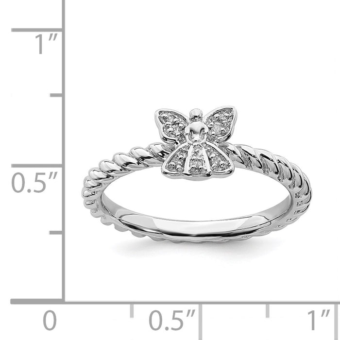Buy Exclusive Polished Diamond Angel Ring - Stylish .85mm Sterling Silver-5