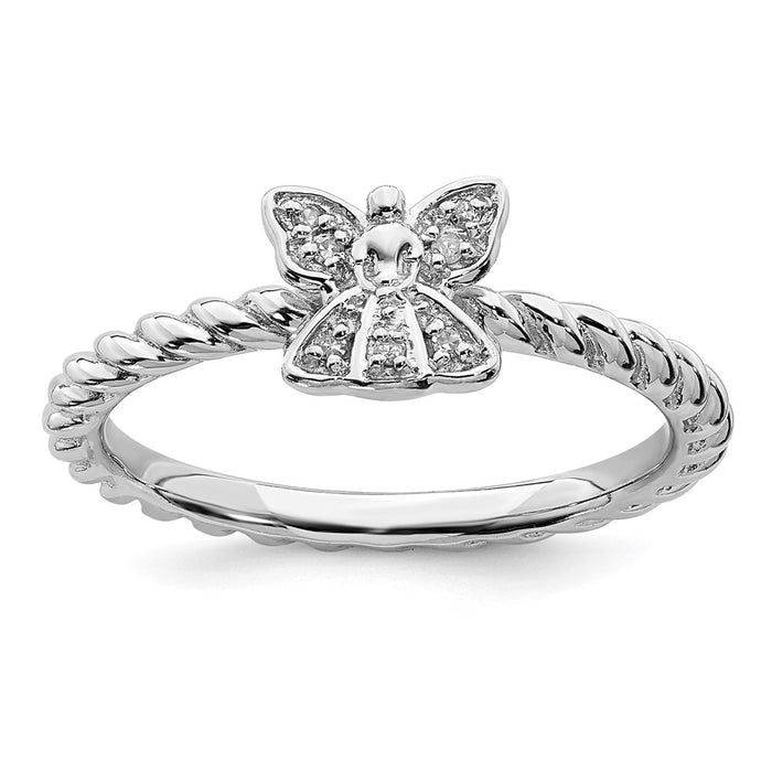 Exclusive Polished Diamond Angel Ring in Sterling Silver - Stylish and Stackable-1