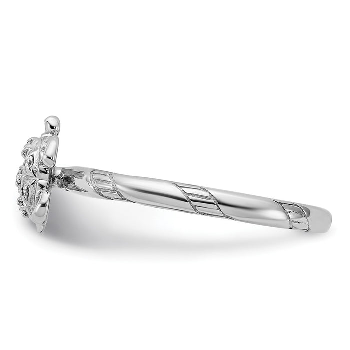 High-quality Sterling Silver Diamond Turtle Stackable Ring | Stylish Value Deal-3