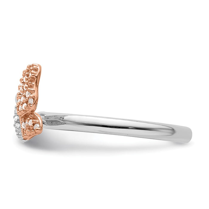 Designer Stackable Butterfly Ring - Sterling Silver & Rose Gold, Diamond Accents, Affordable-3